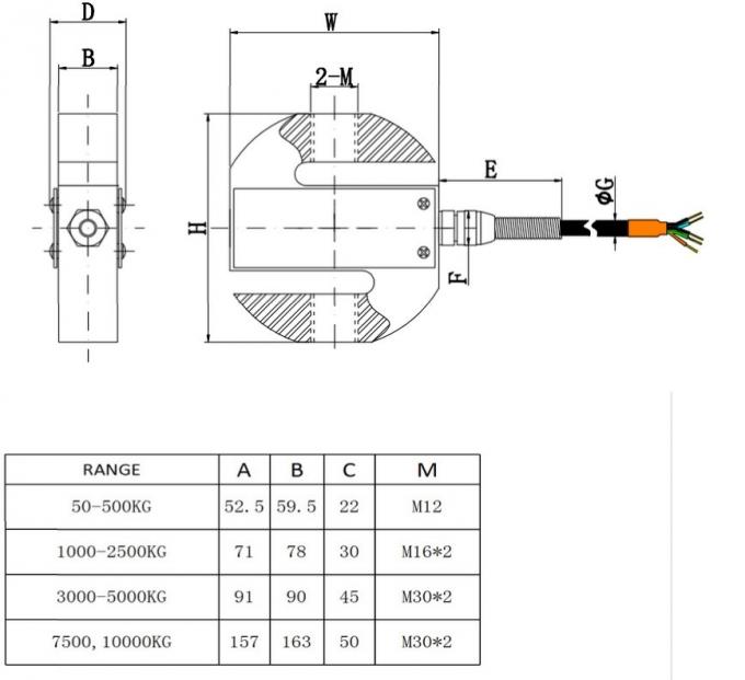 Type de la tension 50KG-10T S d'acier inoxydable d'acier allié capteur de pression de piézoélectrique - DANS HZ-MS-007