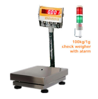Stainless steel Automatic Check Weigher IN-CWS100-1 100kg 1g RS485  100000 divisions With platform 300*400mm and LED Display alarm light